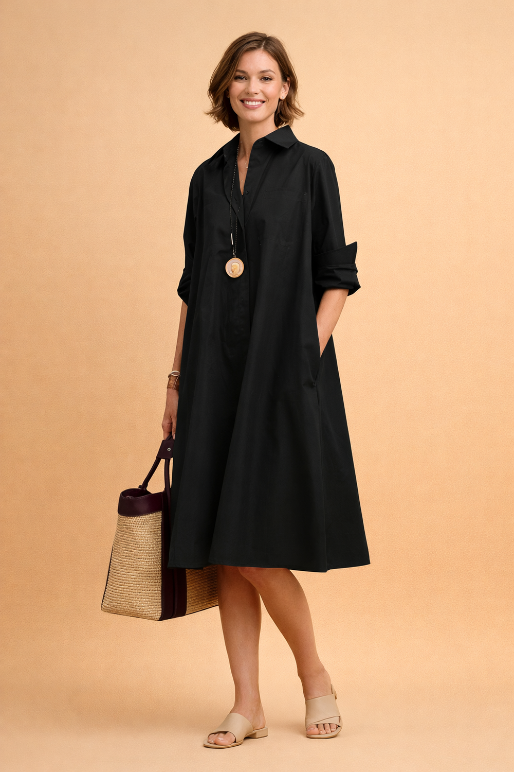 Minimalistisches lockeres Hemd mit Taschen für Damen – Elegantes Alltagsdesign 1