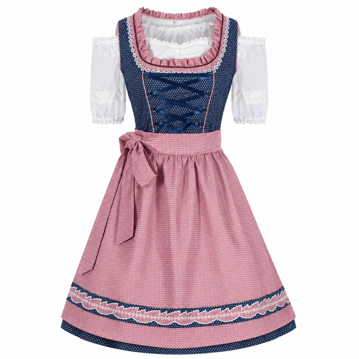 Dirndl Kleid mit Schürze und Schnürmieder Damen Trachtenkleid traditionell elegant