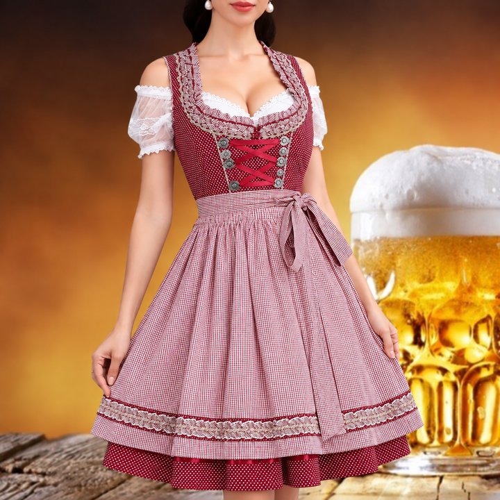 Elegantes Dirndl Kleid mit Schürze und tailliertem Mieder für Damen Oktoberfest
