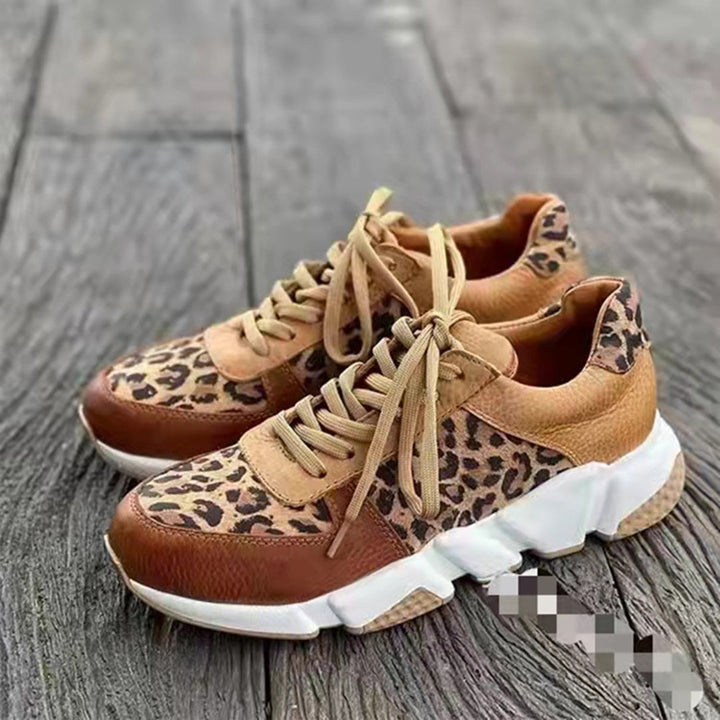 Orthopädische Damen-Sneaker mit Leopardenmuster und Schnürung für Frühling 2