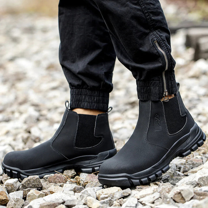 Orthopädische Herren Sicherheits-Werkstiefel mit Stahlkappe und breiter Passform, wasserdicht 2