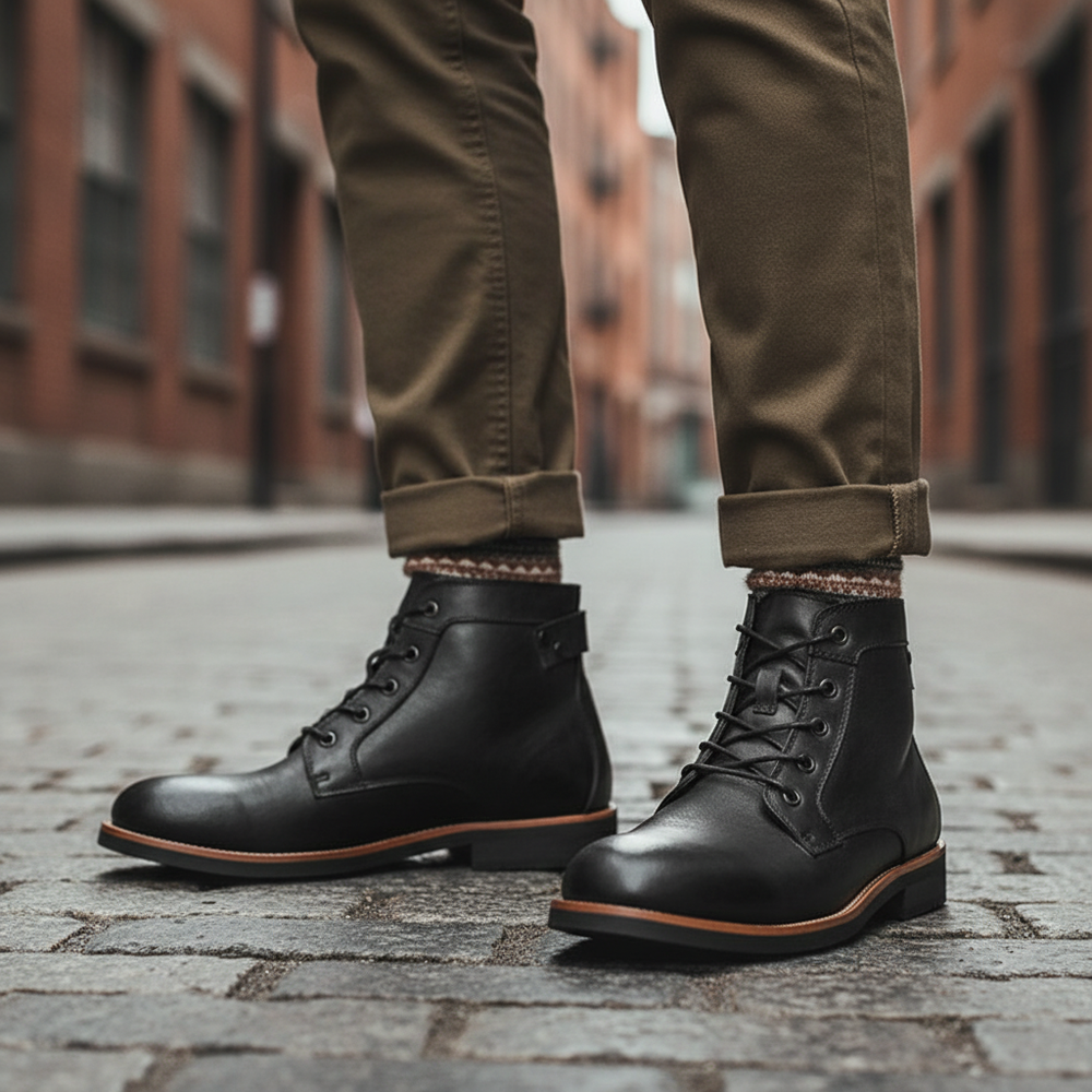 Orthopädische Retro Knöchelhohe Lederstiefel mit Arch Support für Damen 1
