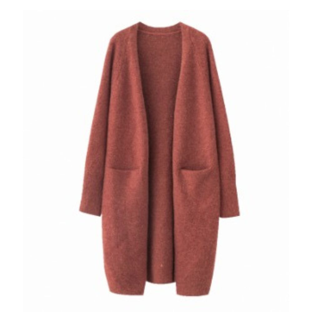 Damen Oversize Longline Cardigan Offener Strickmantel Lässig Elegant