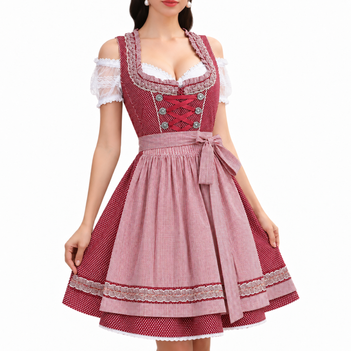 Elegantes Dirndl Kleid mit Schürze und tailliertem Mieder für Damen Oktoberfest