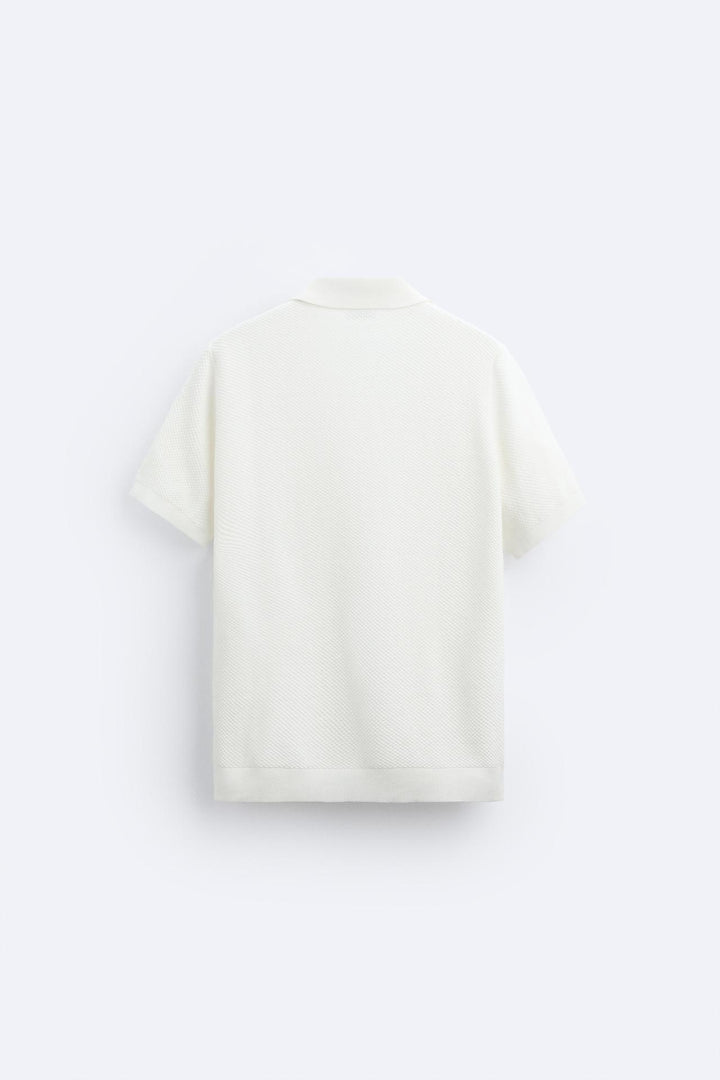 Poloshirt Herren Weiß Klassisches Strick-Design Für Freizeitlook Sommer Eleganz 3