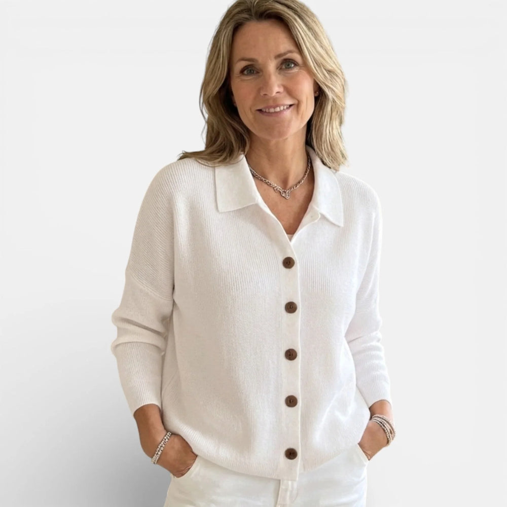 Rosalie | Strickbluse mit Polokragen und Knopfleiste 1