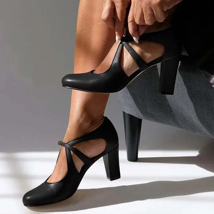 Schwarze Damen Pumps mit Hohem Absatz und Verstellbarem Riemen – Stilvolle Pumps Schuhe Damen für Jeden Anlass 3