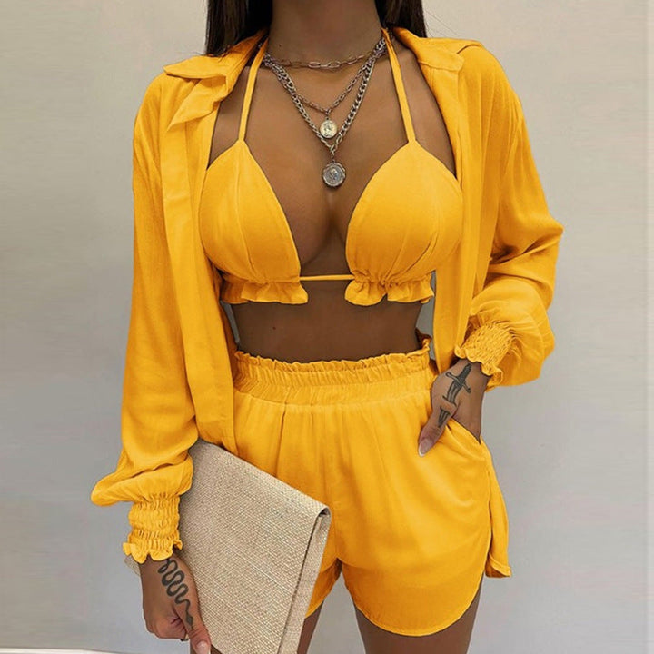 Sommer Set Damen – Dreiteiliges Outfit Mit Tropischem Print Für Strand Und Pool 10