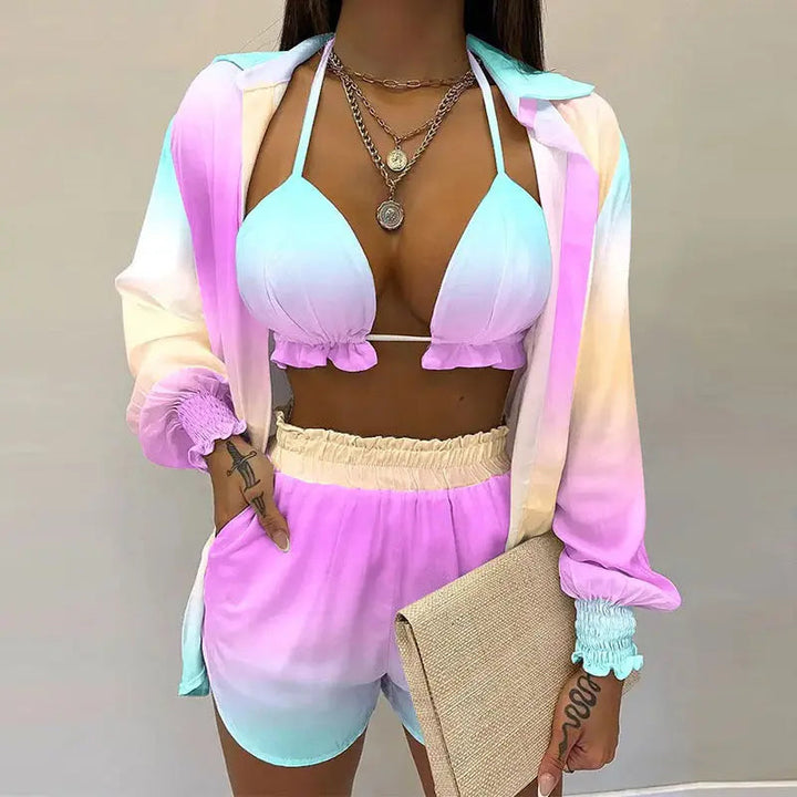 Sommer Set Damen – Dreiteiliges Outfit Mit Tropischem Print Für Strand Und Pool 15