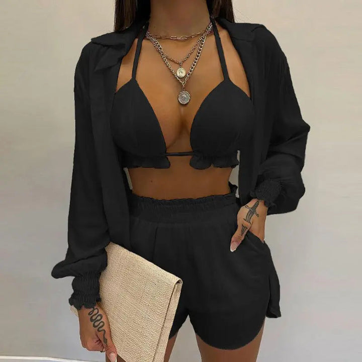 Sommer Set Damen – Dreiteiliges Outfit Mit Tropischem Print Für Strand Und Pool 6