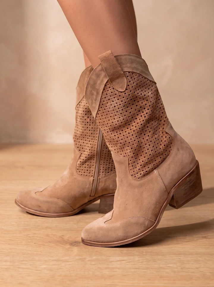 Stiefel Damen Schwarz - Orthopädische Cowboy-Stiefel mit Arch Support und Blockabsatz im Western-Stil 5
