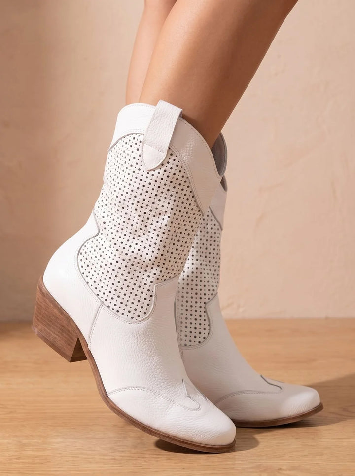 Stiefel Damen Schwarz - Orthopädische Cowboy-Stiefel mit Arch Support und Blockabsatz im Western-Stil 6