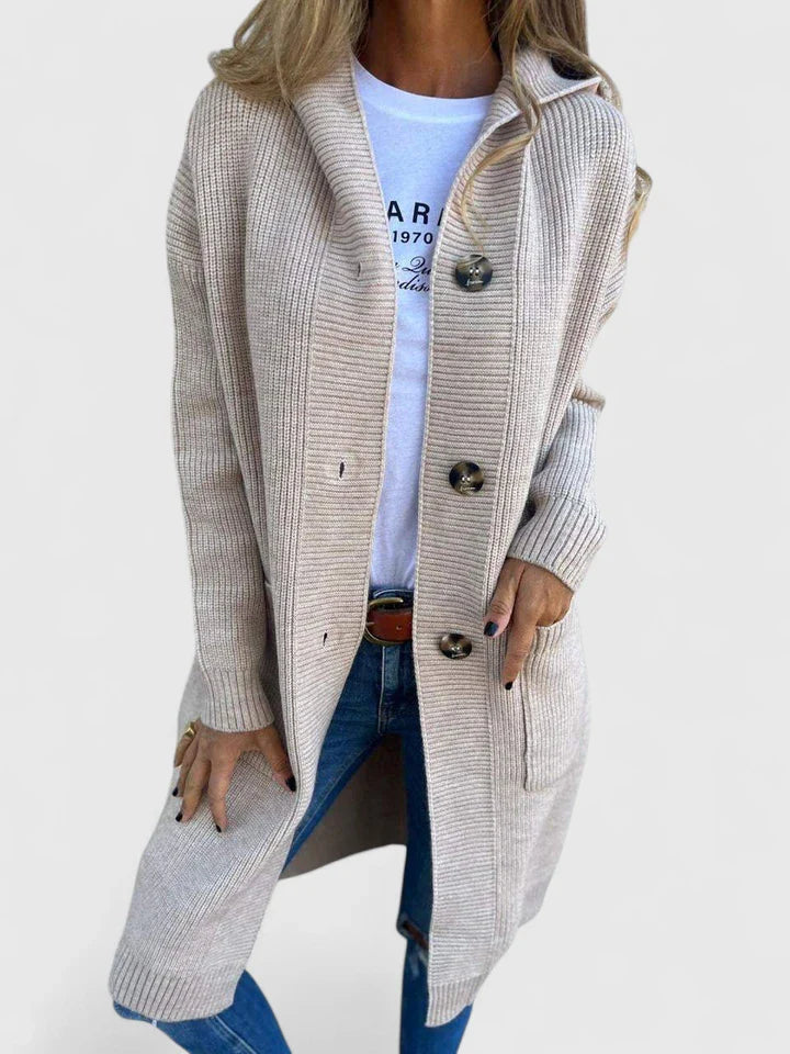 Strickjacke Damen Langarm Cardigan mit Knöpfen und Taschen – Bequeme Damen Strickjacke für Elegante Lagenlooks 0