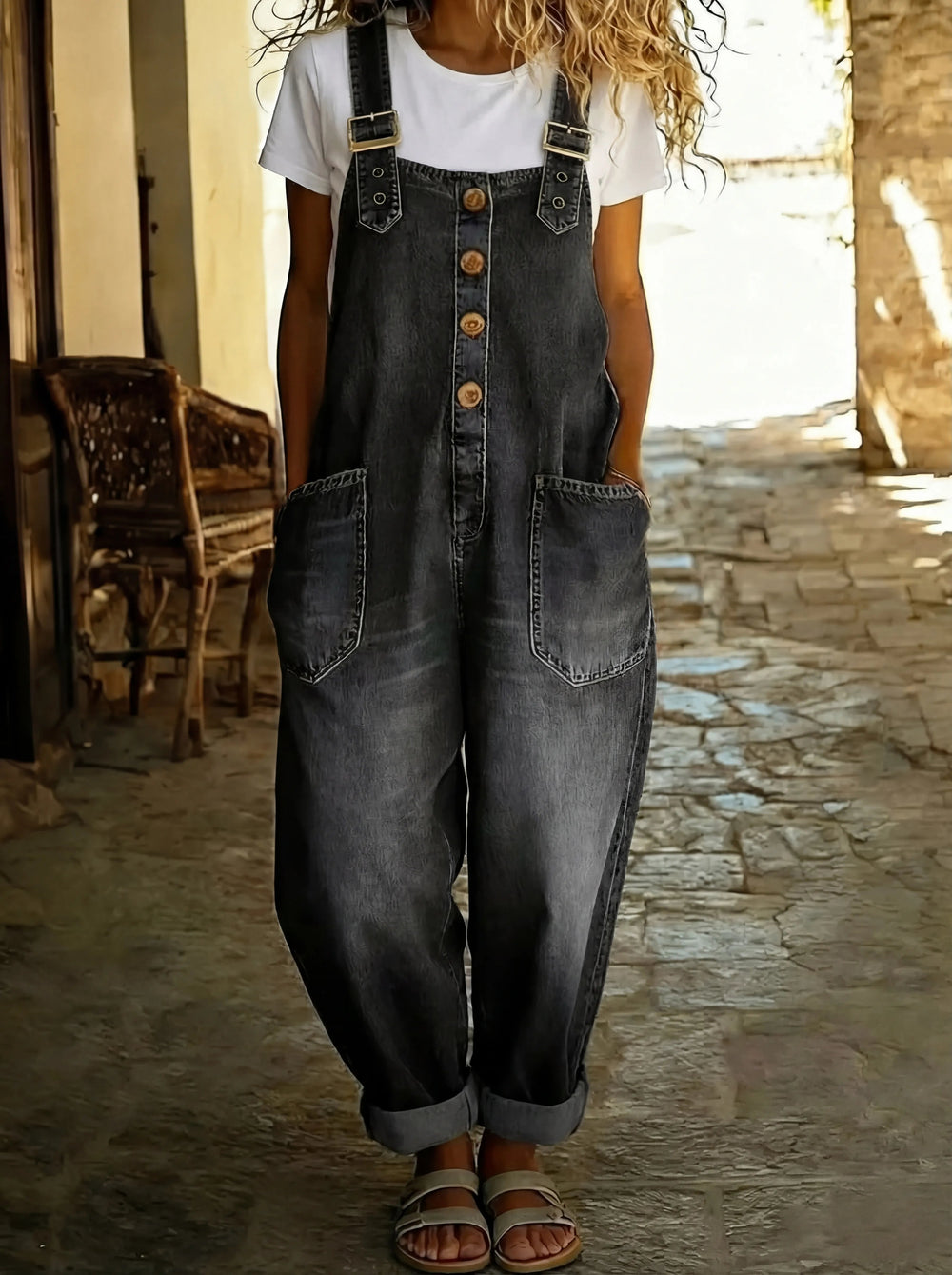 Stylischer Damen-Jumpsuit mit verstellbaren Trägern für den Sommer 1