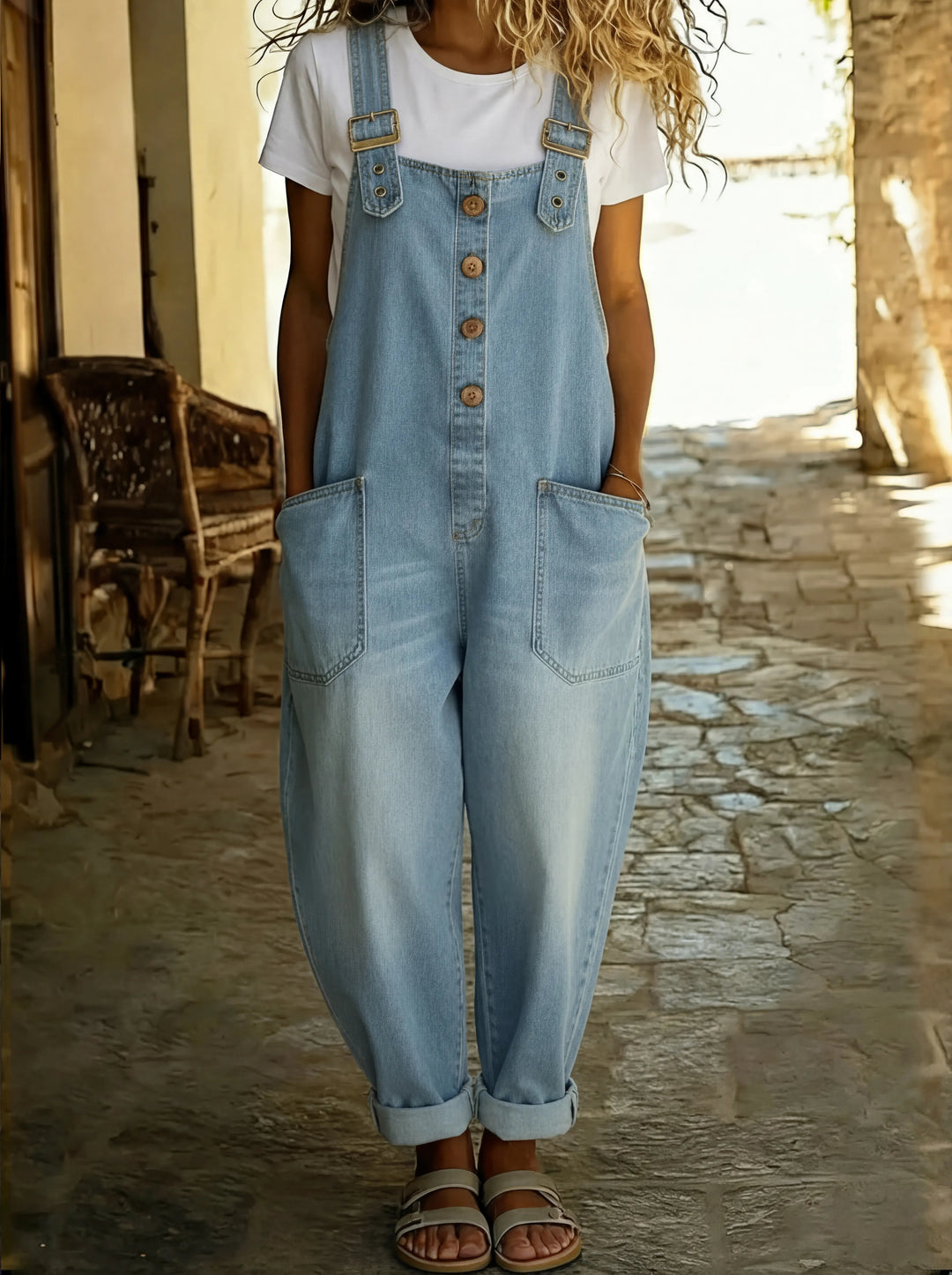 Stylischer Damen-Jumpsuit mit verstellbaren Trägern für den Sommer 2