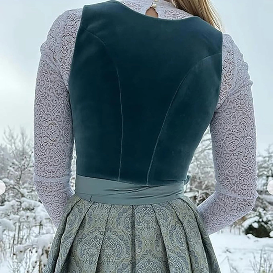 Traditionelles Dirndl Kleid mit Schürze und tailliertem Mieder für Damen Festliche Trachtenmode 2