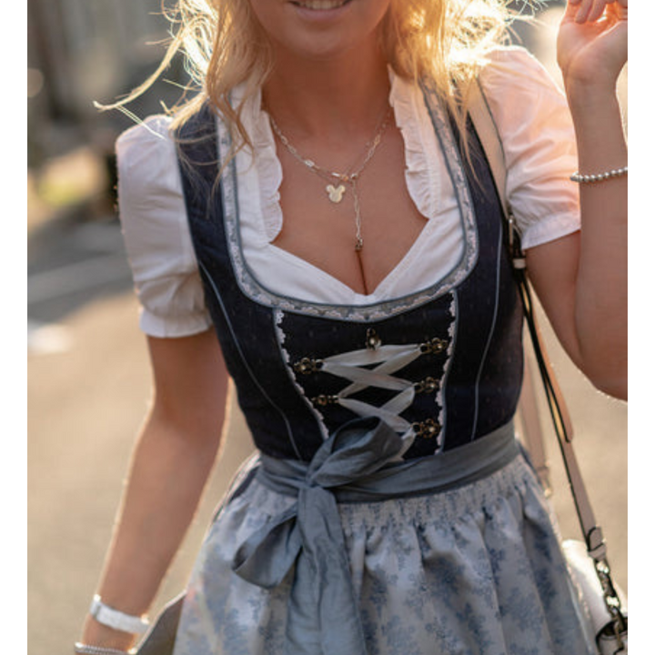 Traditionelles Dirndl Kleid mit Schürze und taillierter Mieder Schnürung für Damen 0