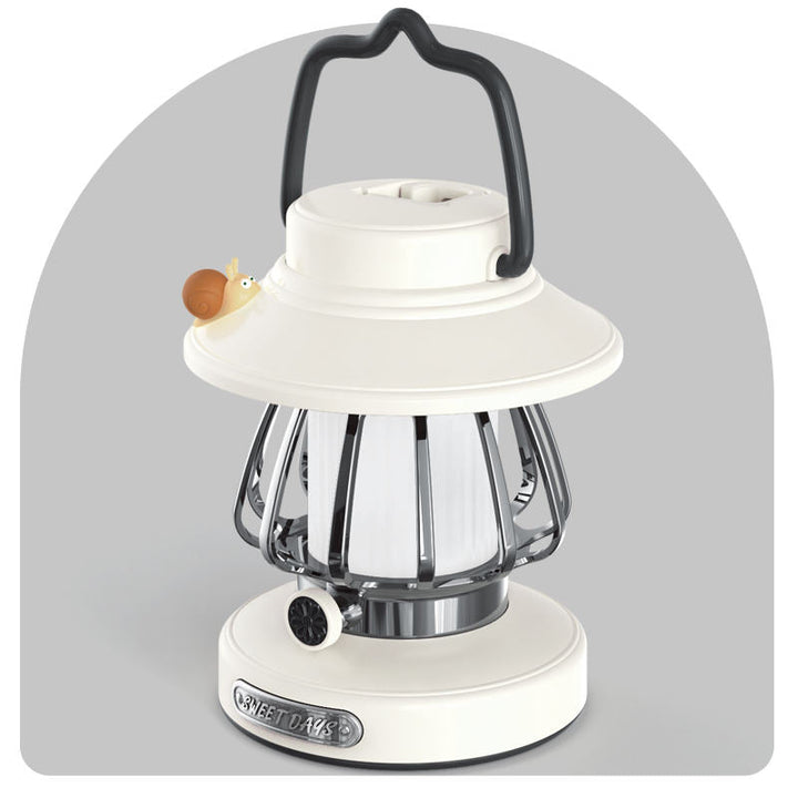 Tragbare Campinglampe mit Retro-Schnecken-Design USB Wiederaufladbar Warmes Licht 0