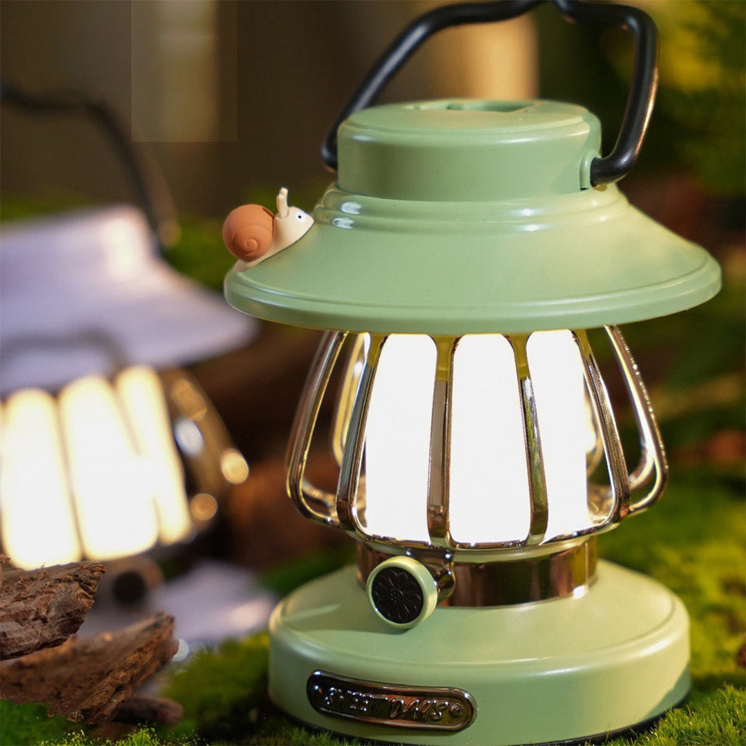 Tragbare Campinglampe mit Retro-Schnecken-Design USB Wiederaufladbar Warmes Licht 1