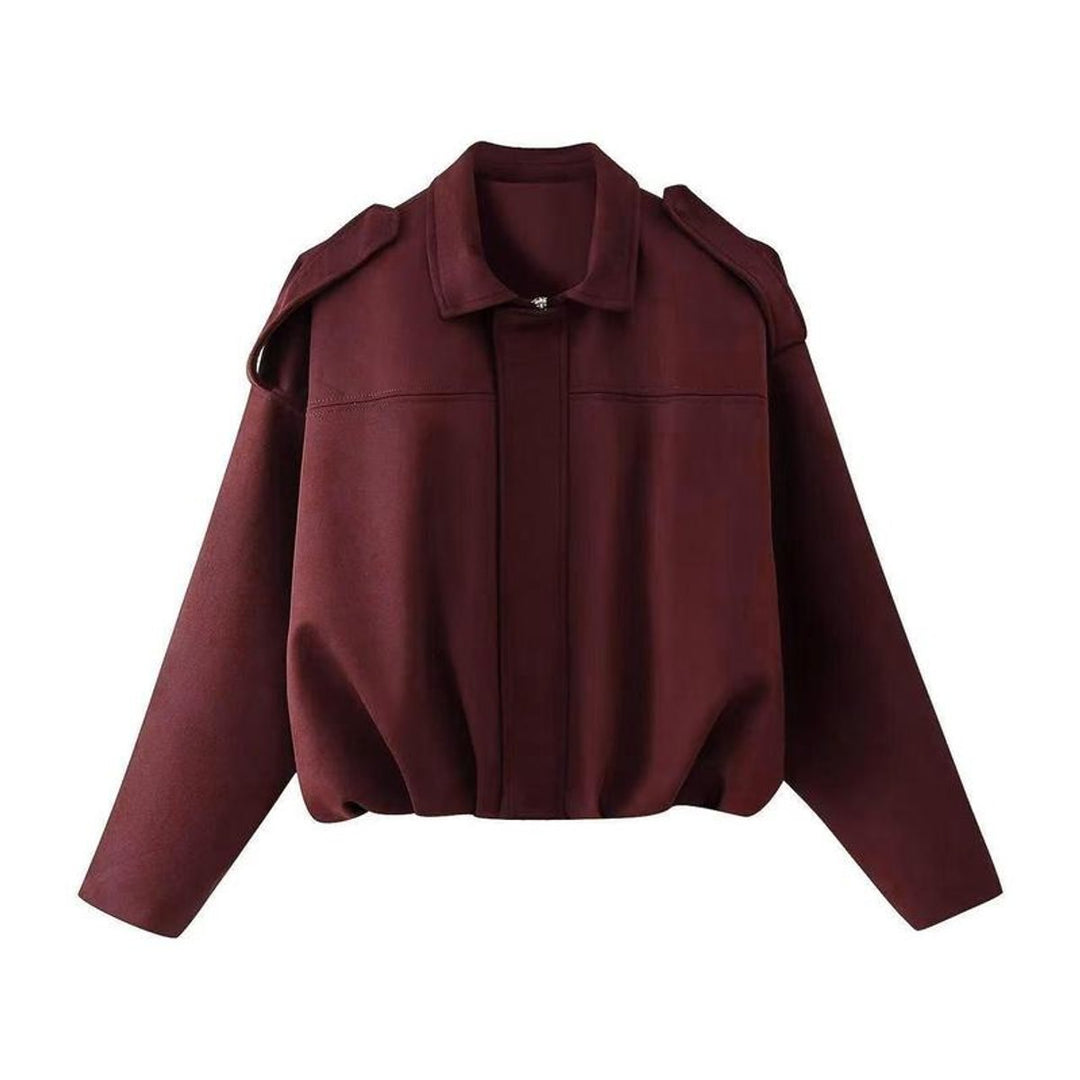Vintage-inspirierte Damen Bomberjacke Übergröße mit Wildlederoptik und entspannter Passform 2