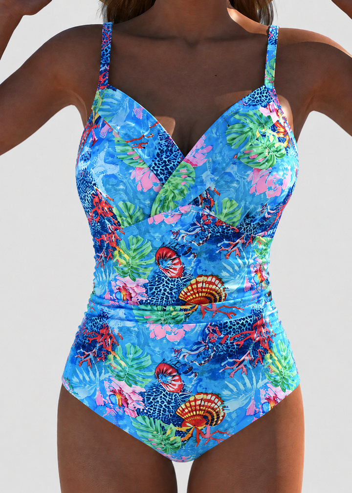 Damen Badeanzug im tropischen Stil – Eleganter und bequemer Einteiler für den Sommer