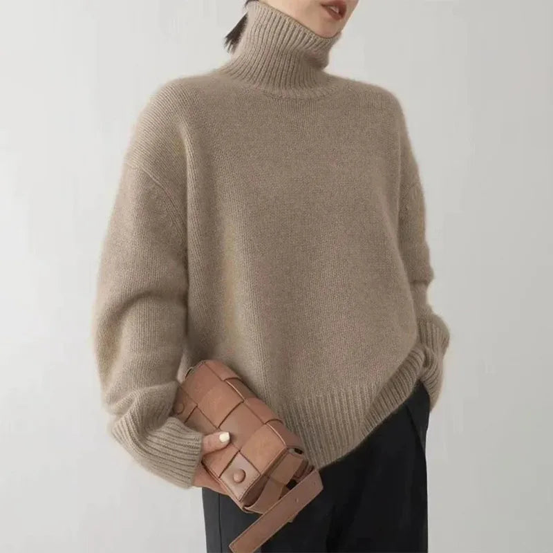 Warmer Damenpullover Rollkragen Langarm für Winter - Eleganter Strickpullover für Alltag und besondere Anlässe 0