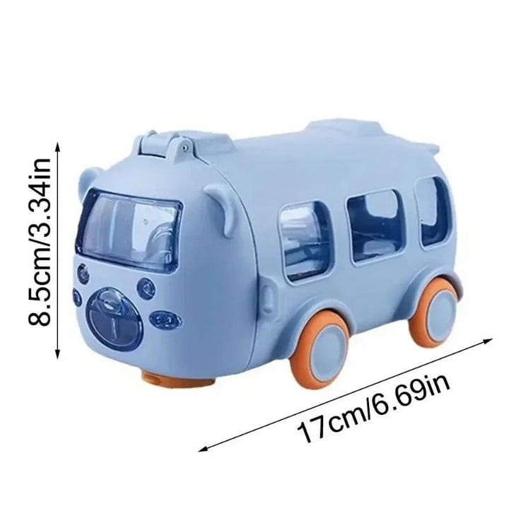 Wasserflasche mit Strohhalm und Spielzeugbus-Motiv 3