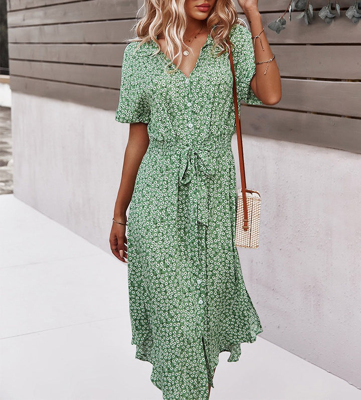 Damen Midi Kleid mit Blumendruck für den Sommer – Bequem und Elegant