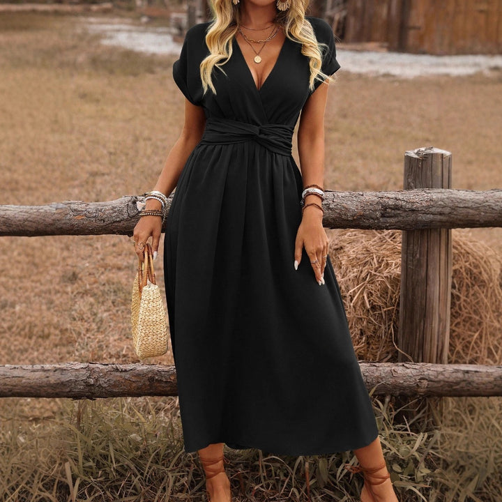 Elegantes, langes Boho-Kleid mit V-Ausschnitt für Damen