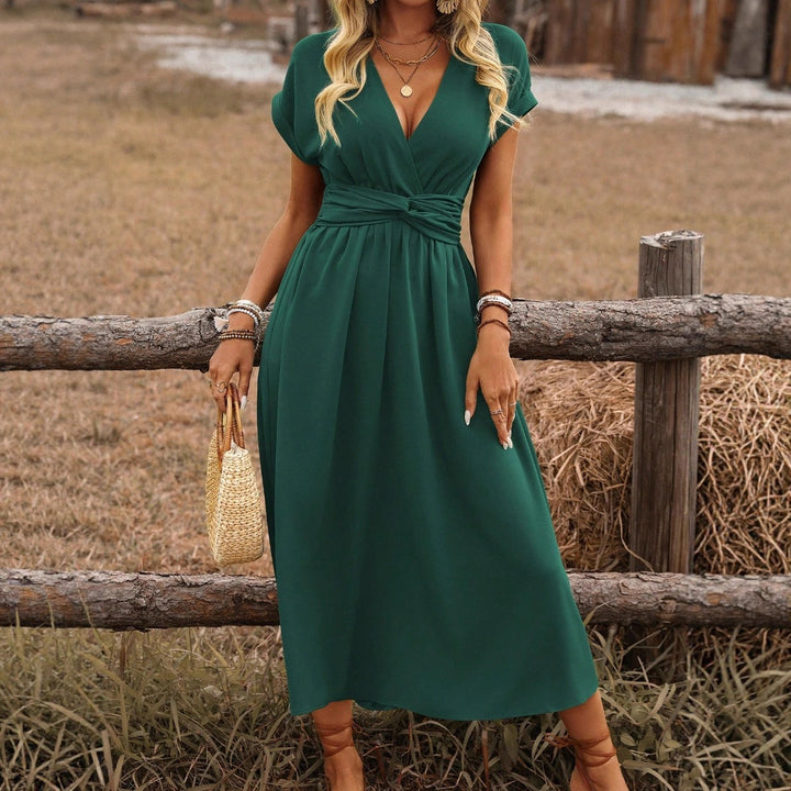 Elegantes, langes Boho-Kleid mit V-Ausschnitt für Damen