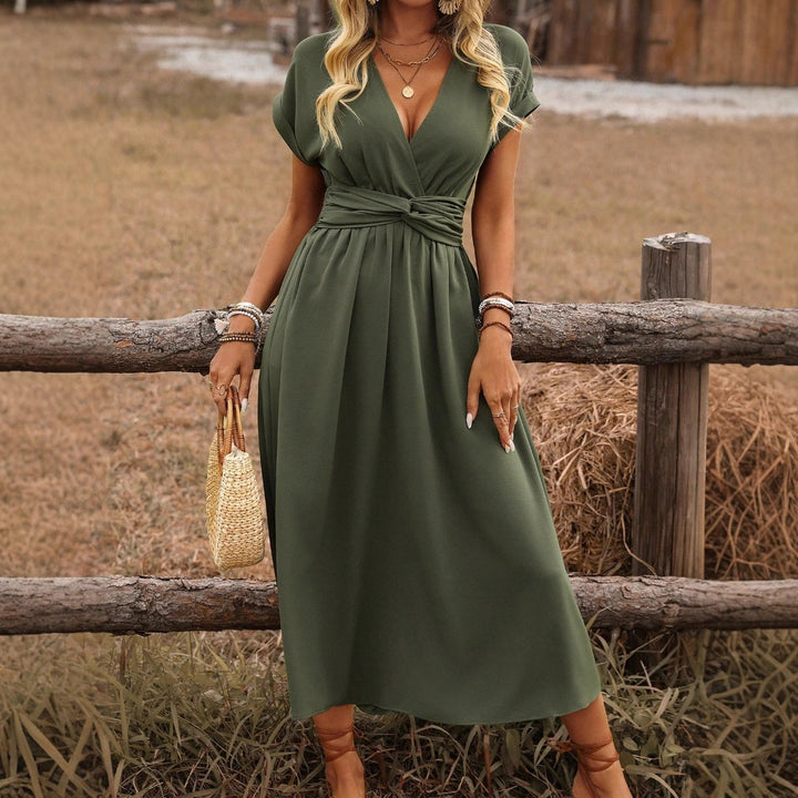 Elegantes, langes Boho-Kleid mit V-Ausschnitt für Damen