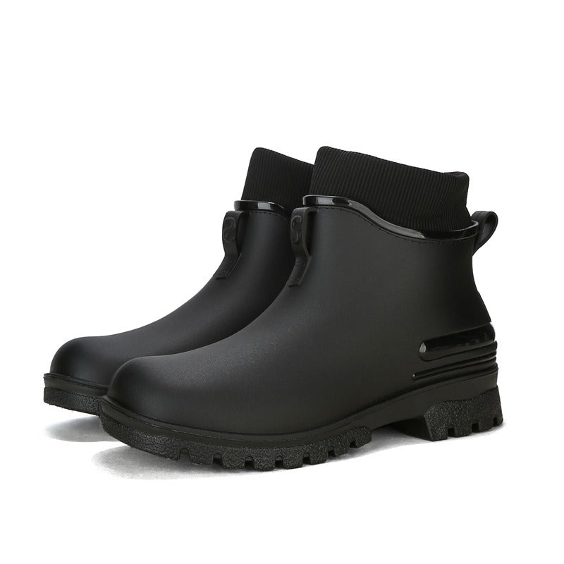 Herren Regenstiefel Wasserdicht mit Knöchelriemen und Profilsohle für sicheren Halt