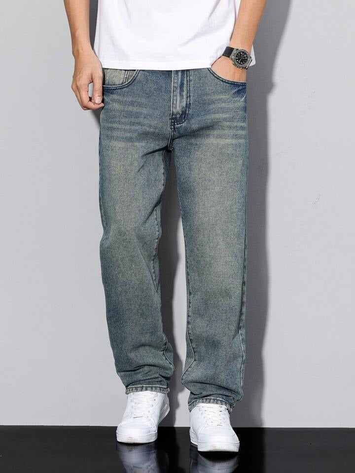 Herren-Jeans mit geradem Bein und Washed-Optik