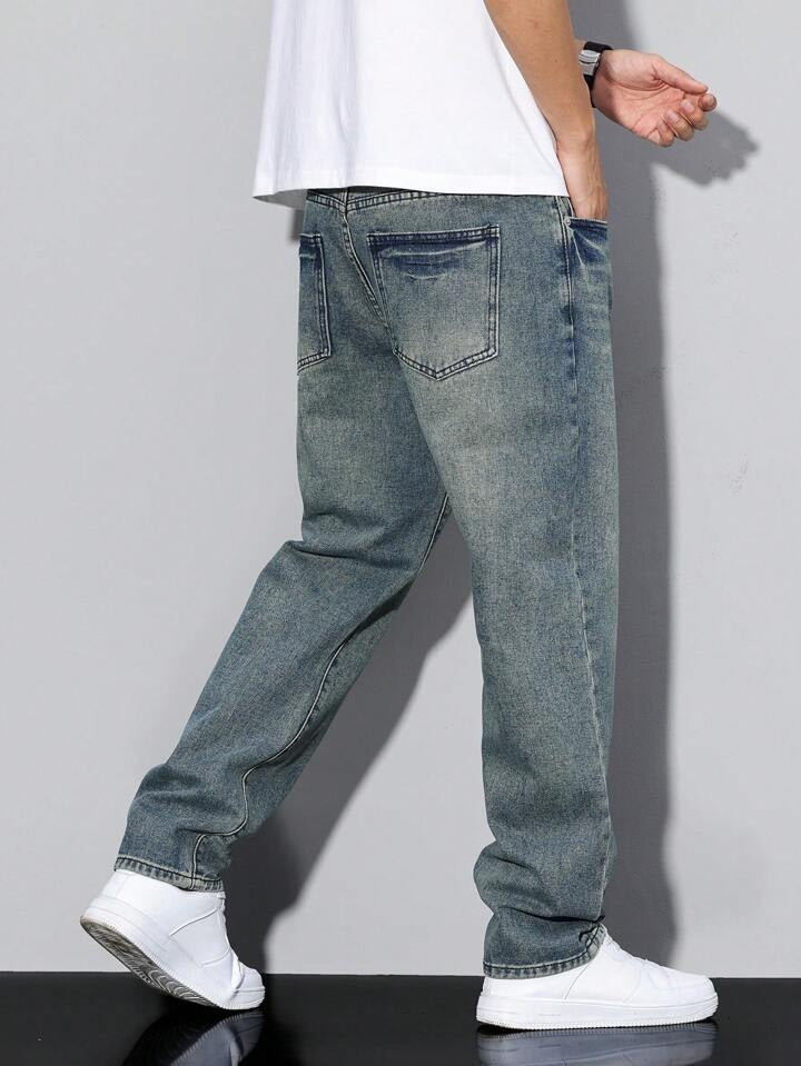 Herren-Jeans mit geradem Bein und Washed-Optik